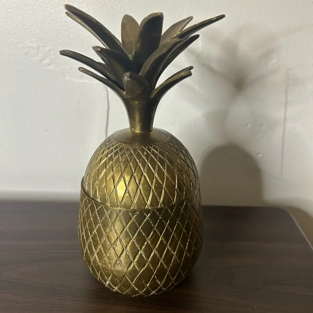 Mid Century Brass Pineapple trinket box